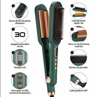 Cepillo plancha y ondulador 2 en 1