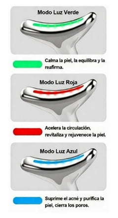 Masajeador de cara, cuello y papada con vibración y LED