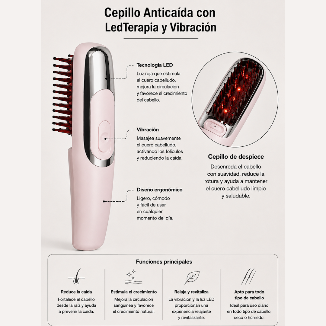 Cepillo Anticaída con luz infrarroja y vibración