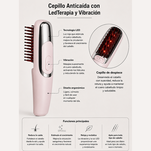 Cepillo Anticaída con luz infrarroja y vibración